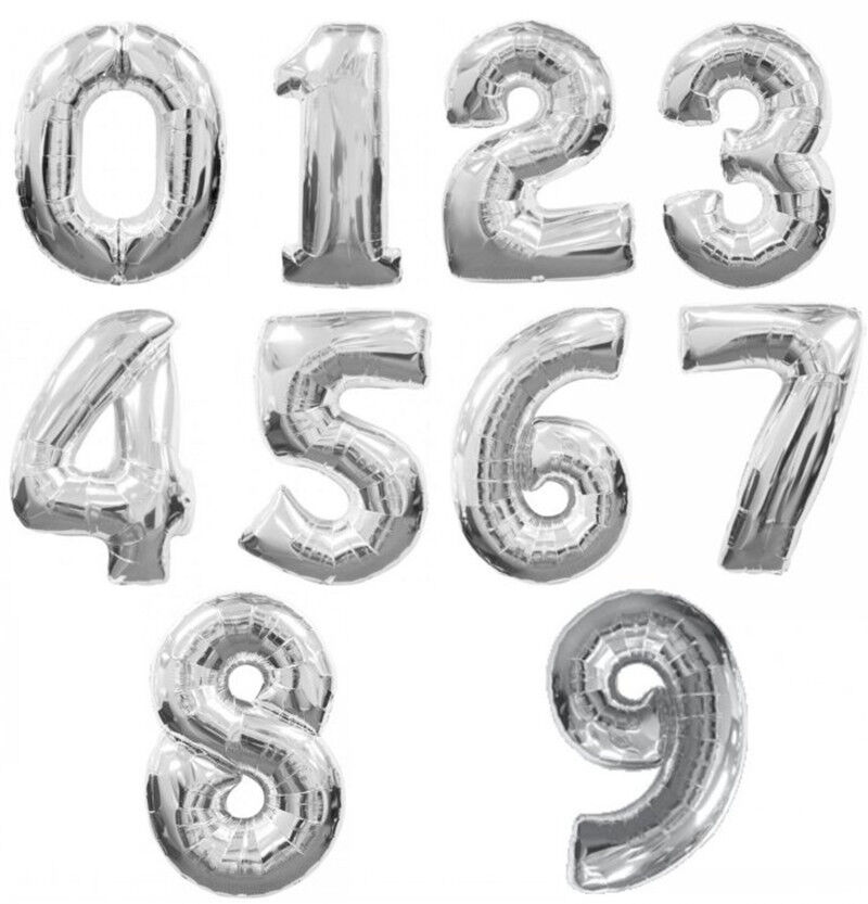 16" 40" Silver Mylar Letter Number Balloons Party Birthday Wedding Decorations C-Spin Does Not Apply - фотография #4
