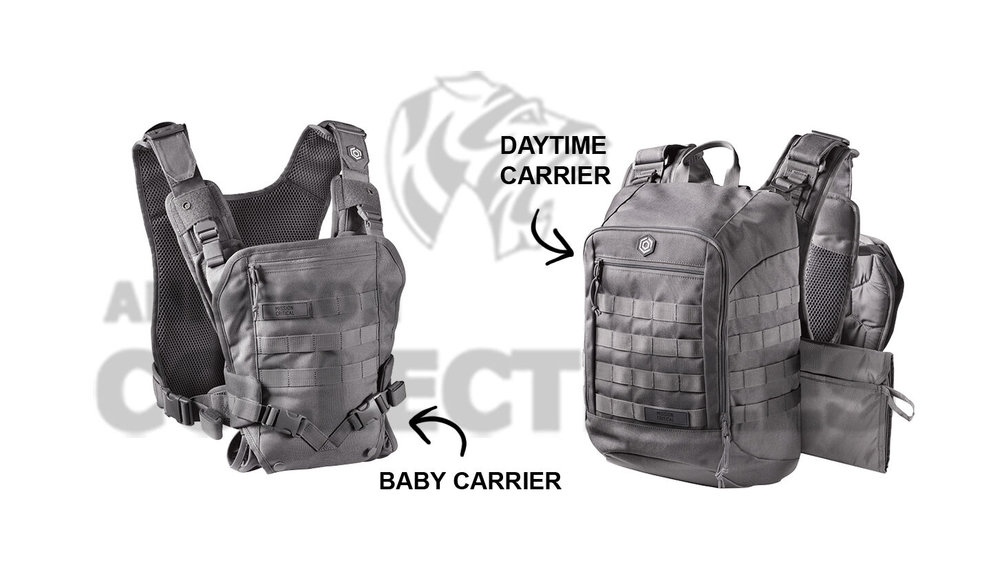 Mission Critical Tactical FRONT BABY CARRIER & DAYPACK CARRIER Bundle GRAY Grey Mission Critical Does Not Apply