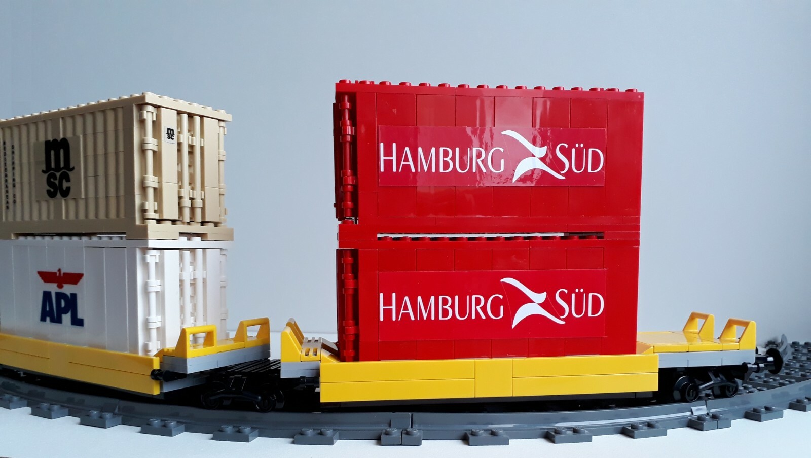 Lego City Custom double container train car MOC set 10219 60098 60052 7898 7939  LEGO 10219 - фотография #8