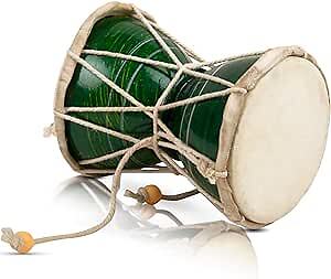 Handmade Wooden & Leather Classical Indian Folk Dumroo Damroo Damaru Hand Green Does not apply Does Not Apply