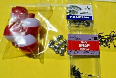Cliff's Fav Panfish Fishing Combo Hooks Sinkers Bobbers Snap Swivels 60 Pieces Jeros Tackle 144-BSS-18