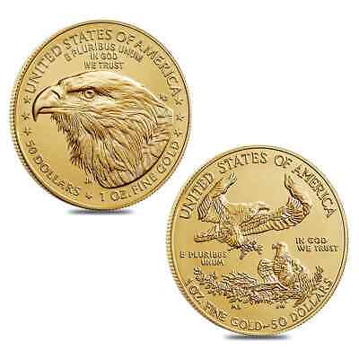 1 oz Gold American Eagle $50 Coin BU (Random Year) Без бренда - фотография #2
