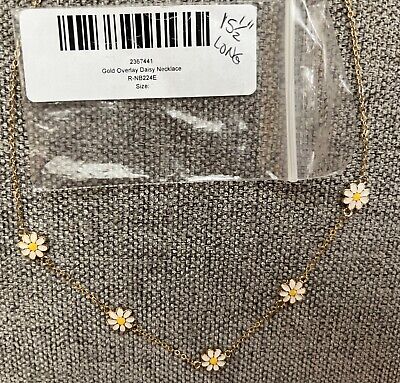 FINE JEWELRY Childrens DAISY Gold Overlay Necklace AND Sterling Silver Earrings  Daisy - фотография #2