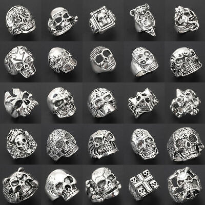 Wholesale 25pcs Lots Gothic Punk Skull Antique Silver Rings Mixed Style Jewelry Unbranded - фотография #2