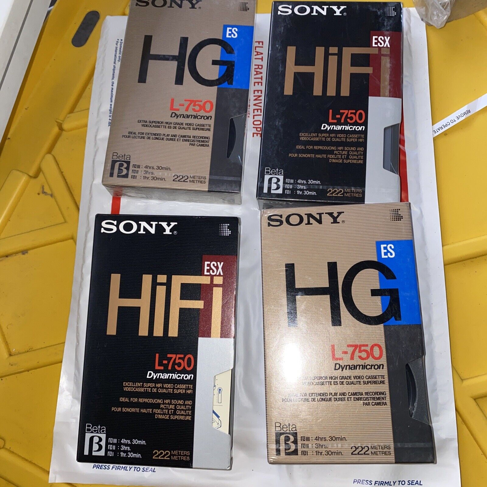 Vintage Sony Video Cassette Tape L-750 Betamax ESX Super HiFi Sealed Lot of 3 Sony L-750 ESX-HFB