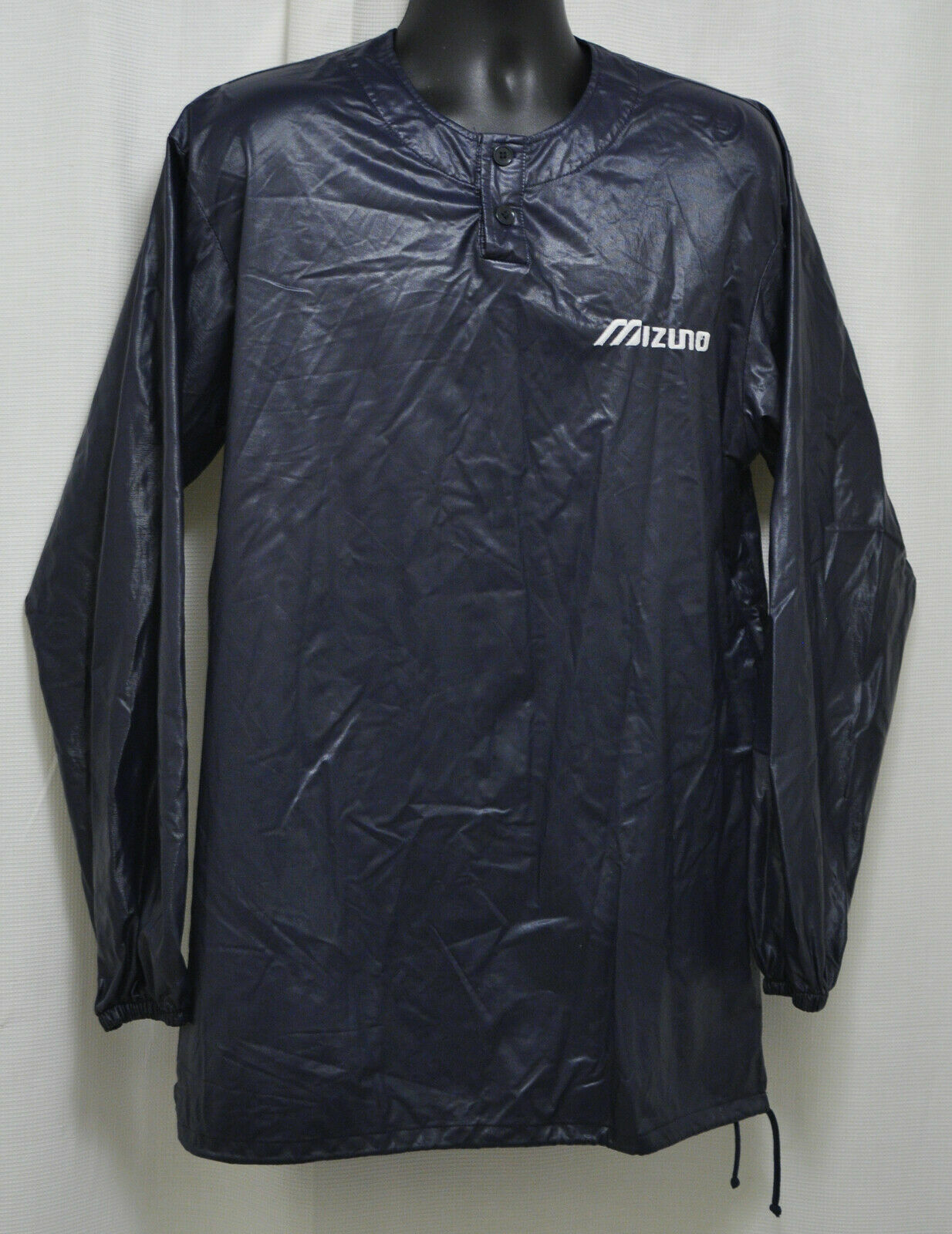 LOT 20 Vintage Mizuno Polyurethane wet look pvc pullover baseball Jackets Black Mizuno - фотография #3