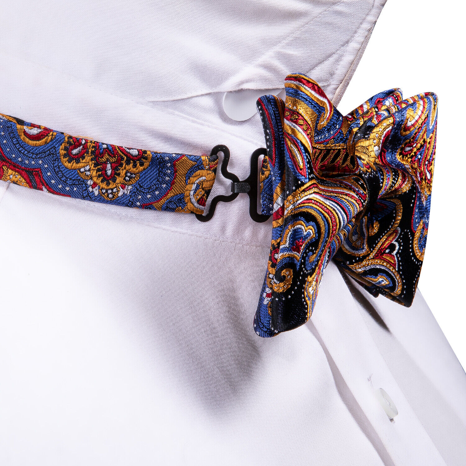 Pre Mens Bowtie Silk Floral Mutilcolors Wedding Bow Tie Handkerchief Cufflinks Barry Wang - фотография #3