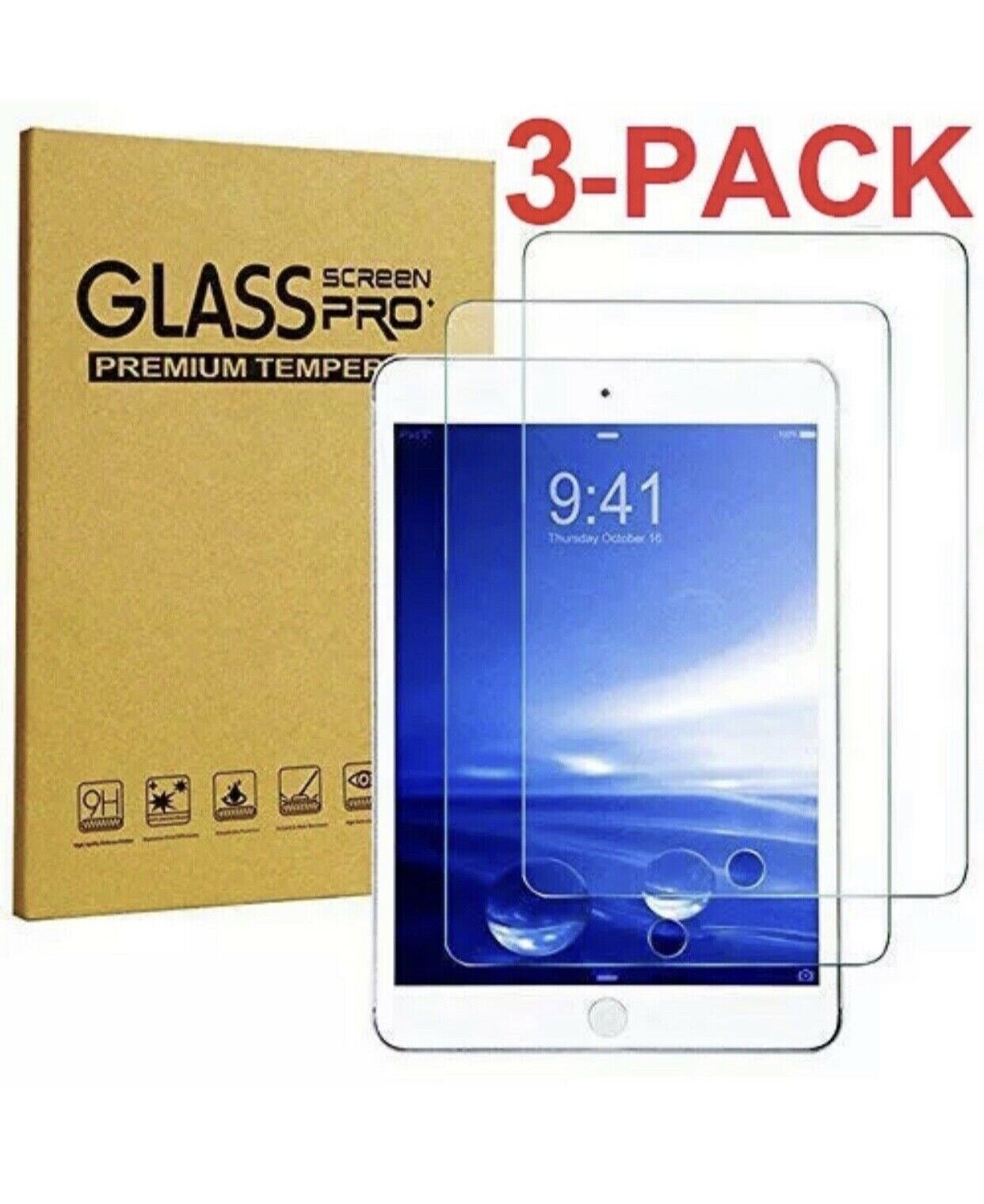 [3-Pack] Tempered GLASS Screen Protector for Apple iPad 8th Generation 2020 10.2 Unbranded Does Not Apply