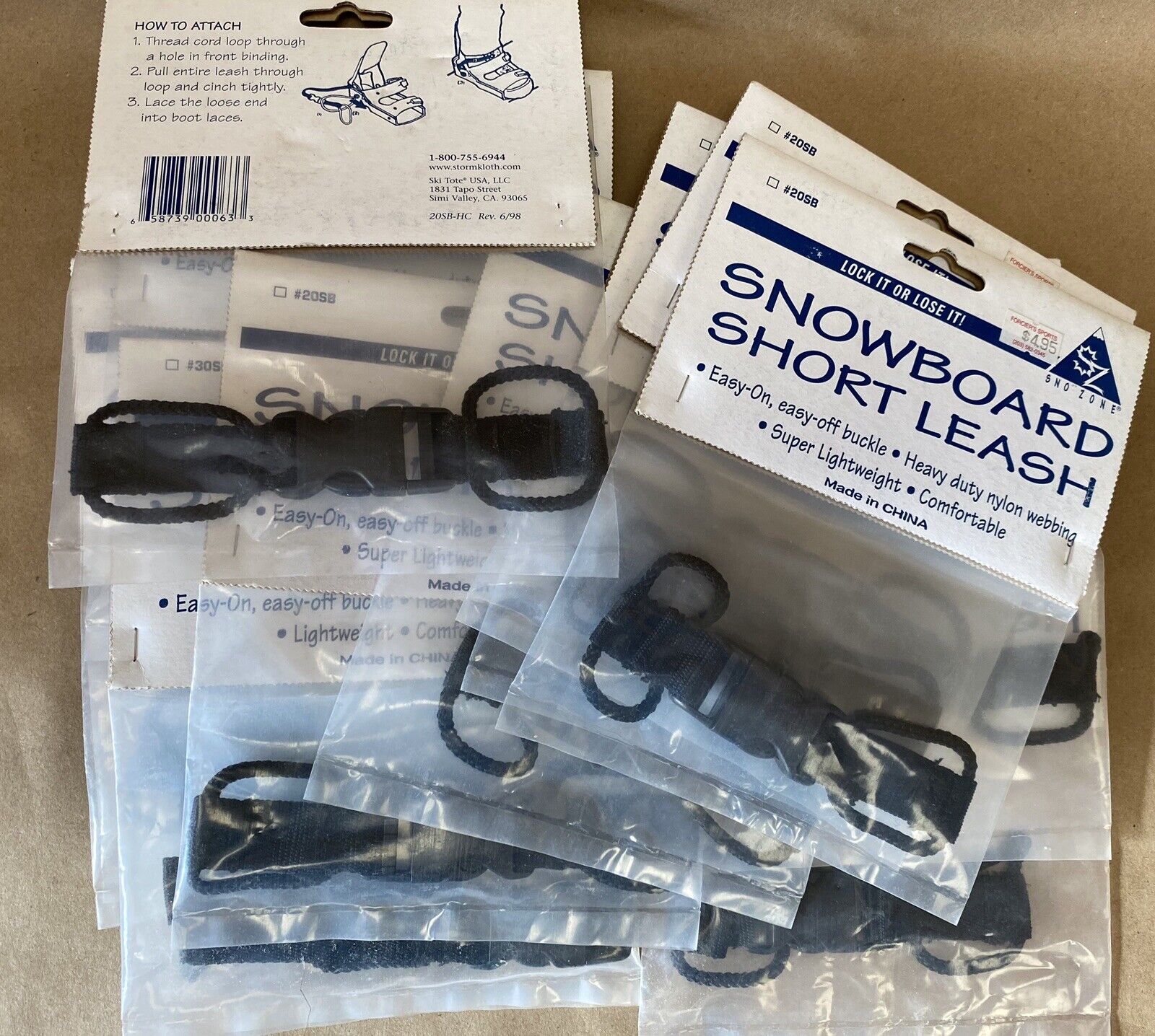 Snowboard Leash Short SnowZone Buckle Strap 13 PACKS SnowZone Does Not Apply