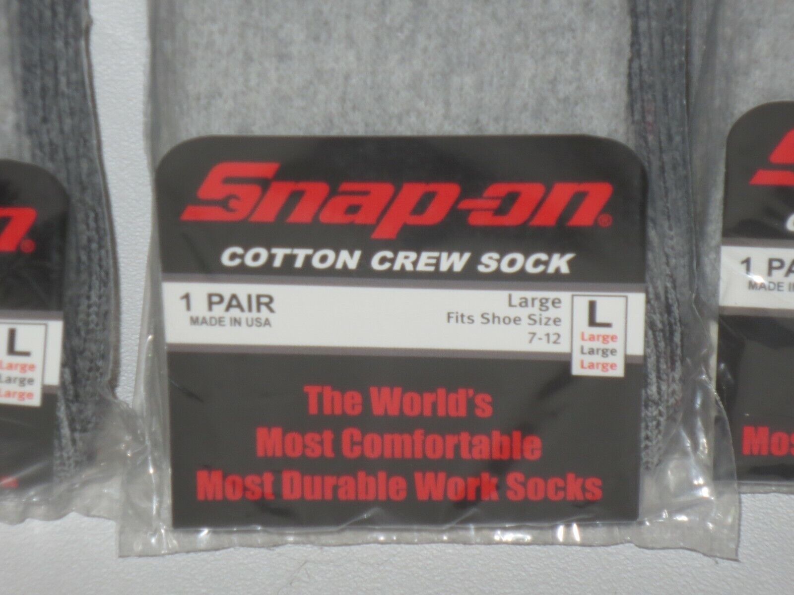12 PAIRS Men's GRAY Snap-On Crew Socks LARGE ~ FREE SHIPPING ~ MADE IN USA *NEW* Snap-on - фотография #3