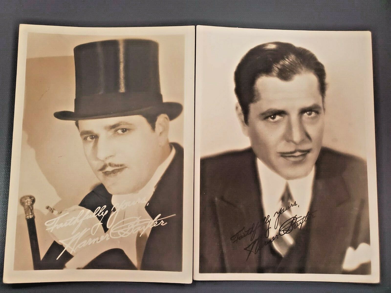 Warner Baxter (2) 5x7 Autographed Sepia Photos  **REPRINTS** Без бренда