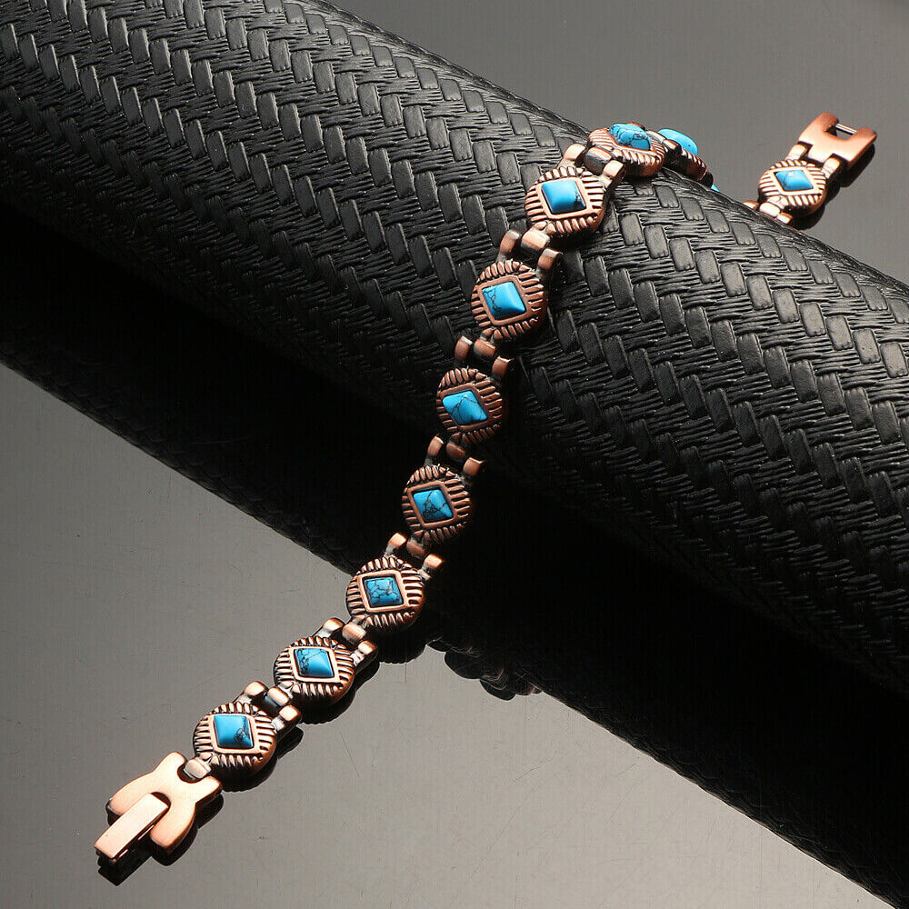 Turquoise Pure Copper Magnetic Bracelet Men Women Balance Power Energy Joy Gift Unbranded