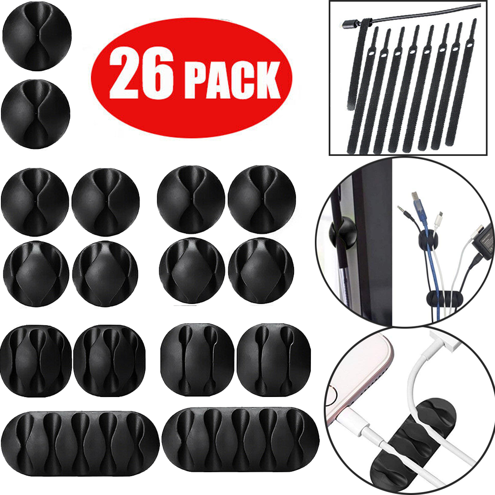 26PCS Cable Reel Organizer Clip Charger Desktop Wire Clamp Power Cord Management Unbranded Does Not Apply
