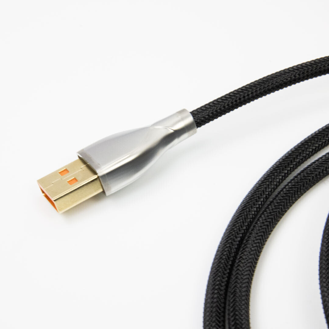 Black Coiled USB C cable with Aviator Connectors Flashquark - фотография #3