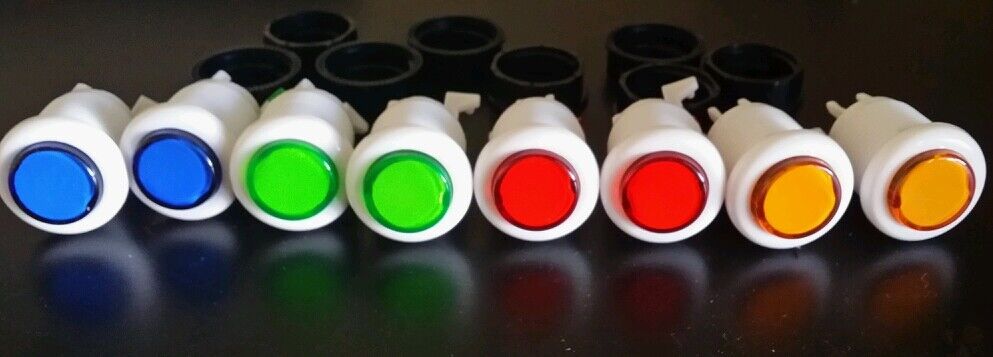 Arcade Push Button bicolor buttons 4 color LOT of 8 with micro switch  Без бренда