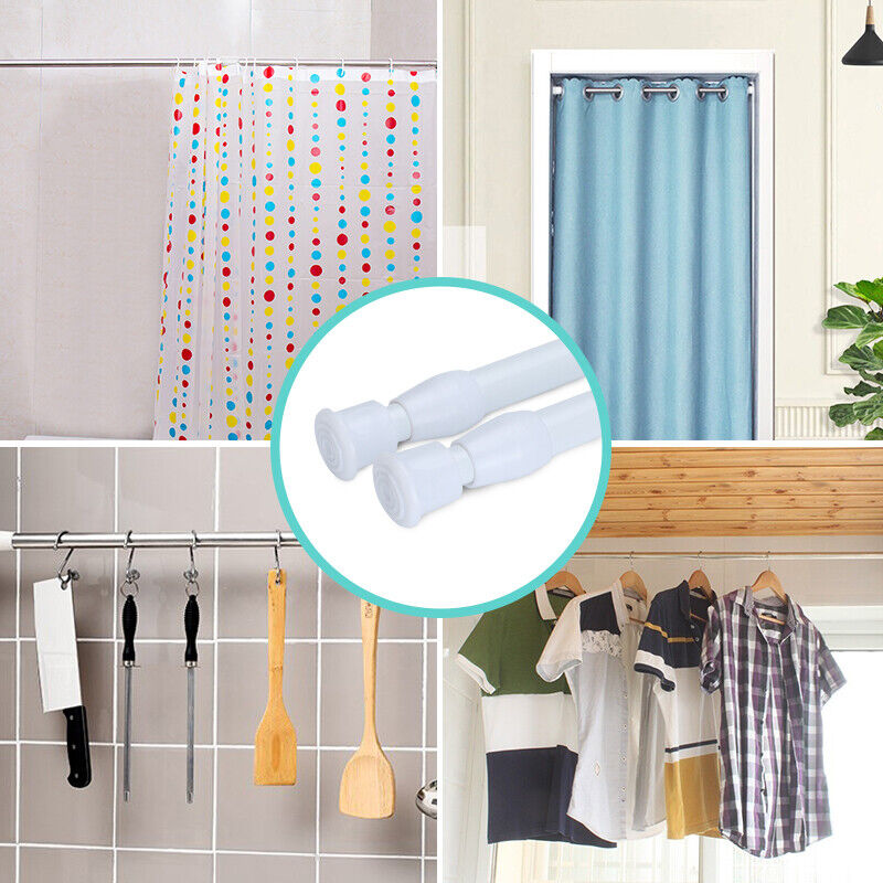 2x Extendable 23.5-44" Spring Loaded Tension Rod Rail Pole Shower Curtain Hanger Unbranded does not apply - фотография #5