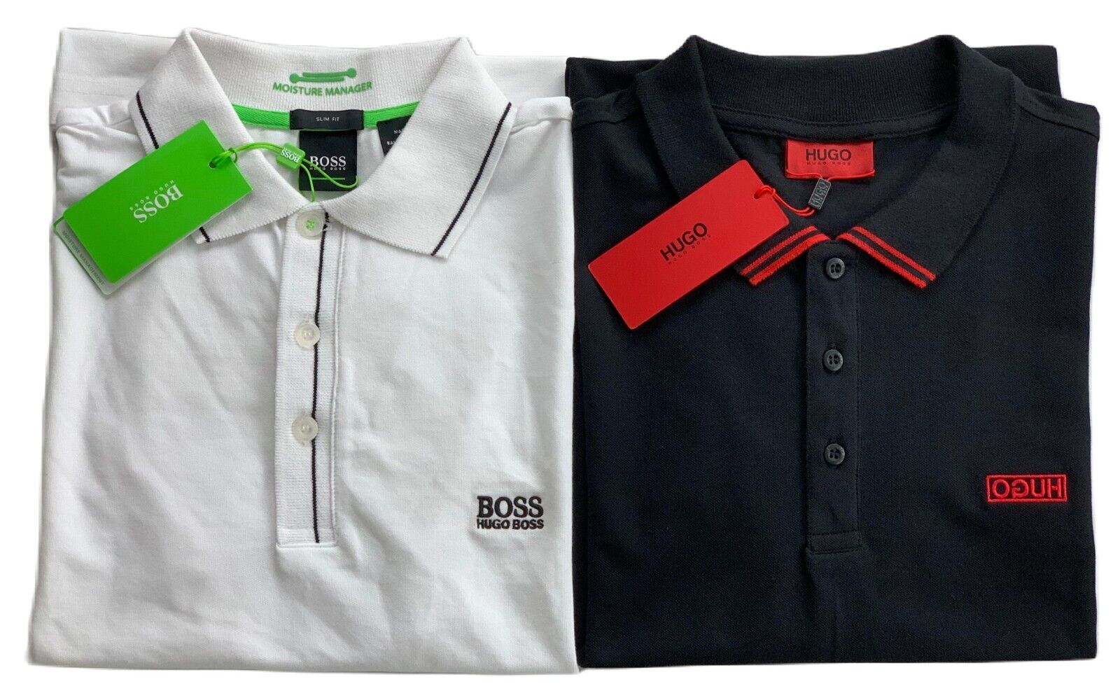 Lot of 2 Polo Shirt HUGO Reverse/Backward Logo Dyler 193/HB Paule–Black+White-XL HUGO BOSS Paule/Dyler 193