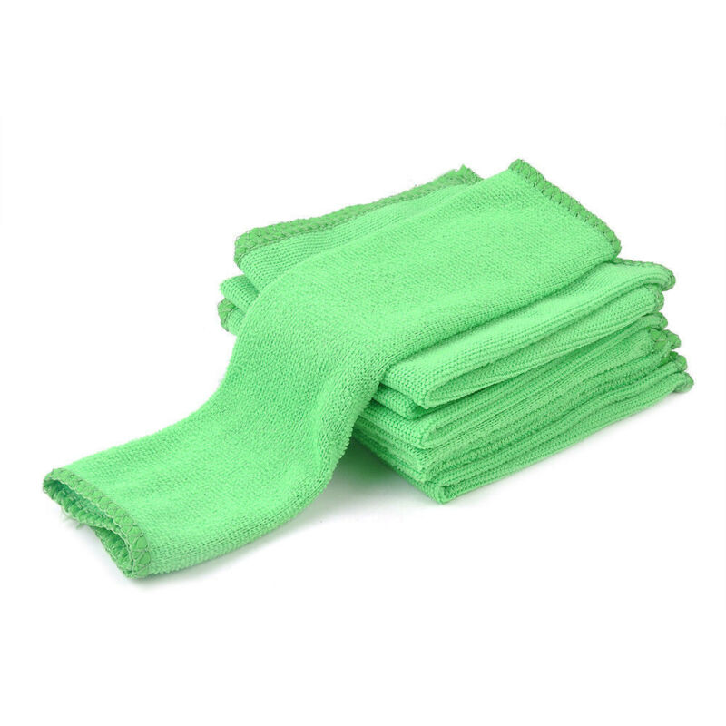 10pcs Green Microfiber Towel Car Cleaning Wash Drying Detailing Cloth No Scratch Unbranded Does Not Apply - фотография #9