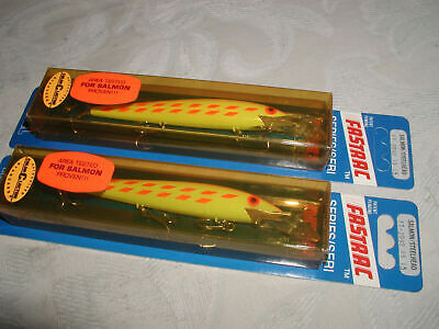 2 VINTAGE REBEL FASTRAC HOT SALMON SERIES,3/8oz.-FT292SS,TROUT,BASS,PIKE:NOS Rebel / Plastics Research and Development Corp FT292SS