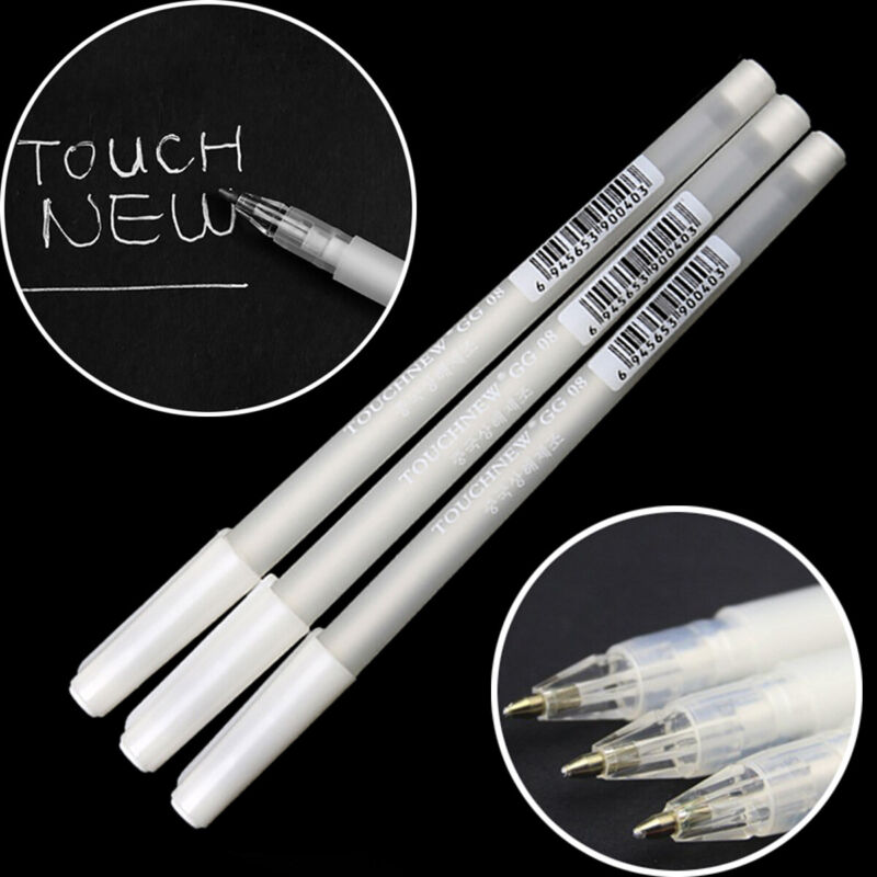 3X White Gel Ink Marker Pen Drawing Art Fine- Tip Sketching-Painting Tool 0.8MM Unbranded Does Not Apply - фотография #2