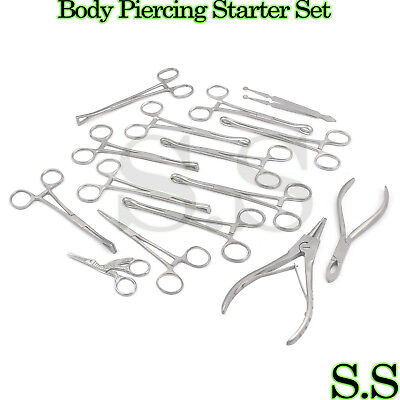 16 BODY PIERCING Starter Set Hemostat SPONGE CLAMP Surgical Instrument DS-884 S.S Does Not Apply