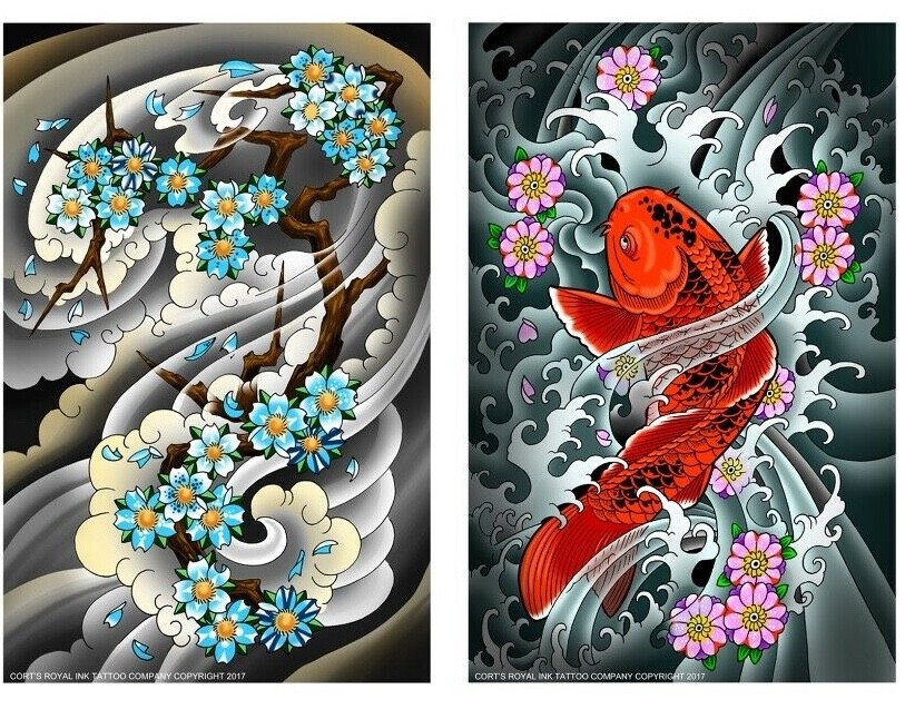 "5 Pastels" Tattoo Flash,11x17 New for 2018 Cort's Royal Ink Tattoo Company - фотография #5