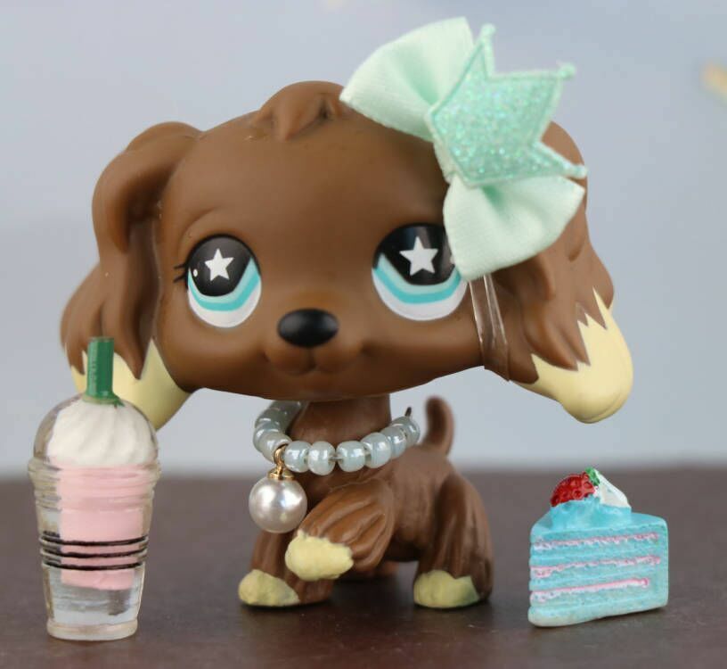 Authentic Littlest Pet Shop LPS Cocker Spaniel dog 960 With lps Accessories RARE NLPS - фотография #2
