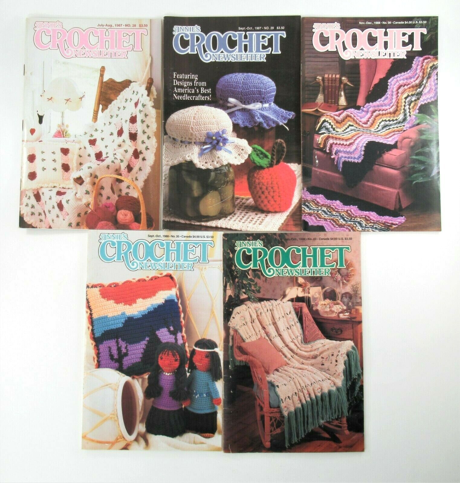 Annie's Crochet Newsletter Pattern Booklets ~ Vintage Late 1980's ~ Lot of 5  Annie's
