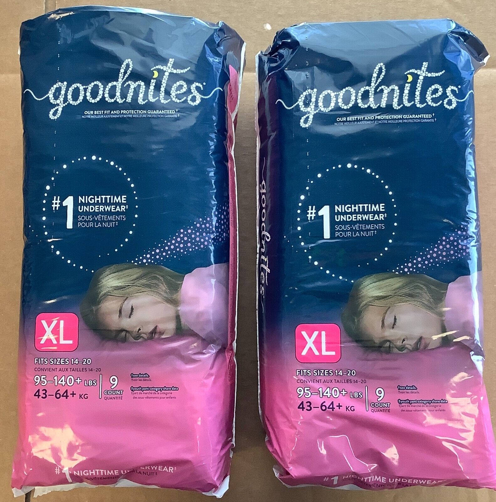 Goodnites~Girls Nighttime Underwear~XL 9 Count~Lot of 2~FREE SHIPPING~ GoodNites 533828
