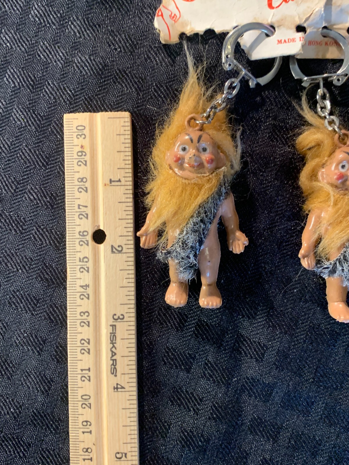 Vintage Rubber Caveman Key Ring Chain Fob Figure Hong Kong 2.5" Loincloth Rare TS - фотография #4