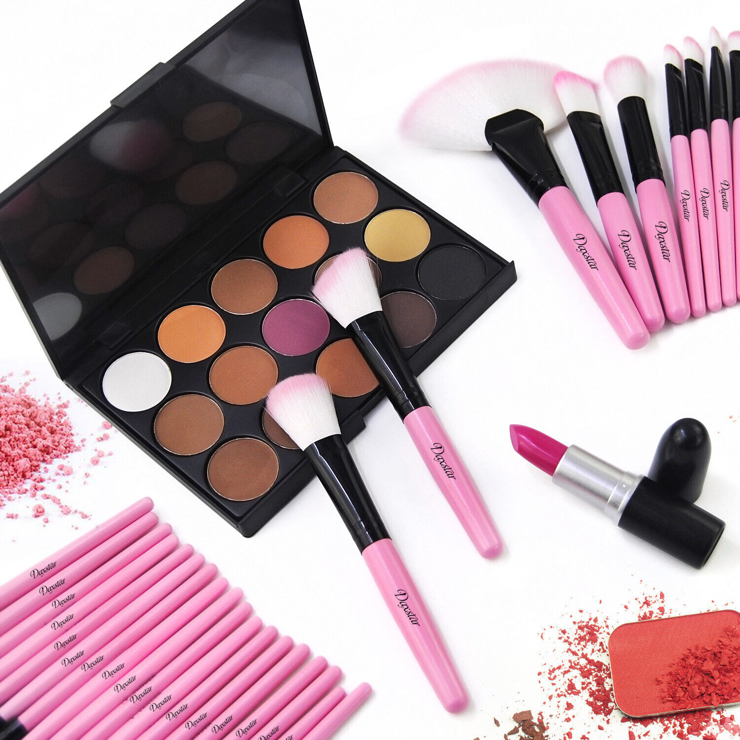22/32Pcs Makeup Brush Cosmetic Eyeshadows Eyebrow Face Lip With Bag Woman Set US Unbranded Does not apply - фотография #10