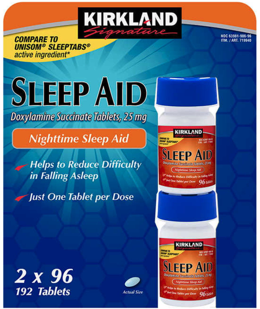 Kirkland Signature Sleep Aid Doxylamine Succinate 25 Mg 2 X 96 Tablets 192-Count Kirkland Signature 719940 - фотография #5