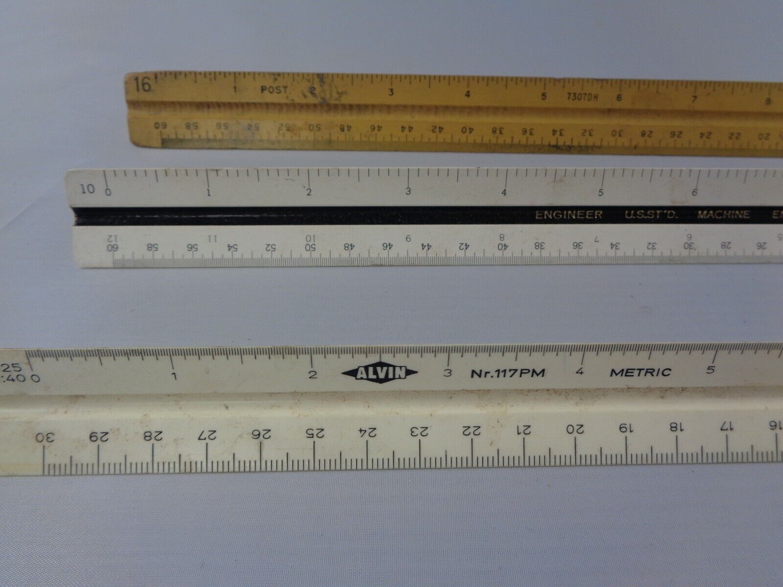 Lot of 3 vintage triangle drafting engineering rulers Alvin Germany and Japan Без бренда - фотография #2