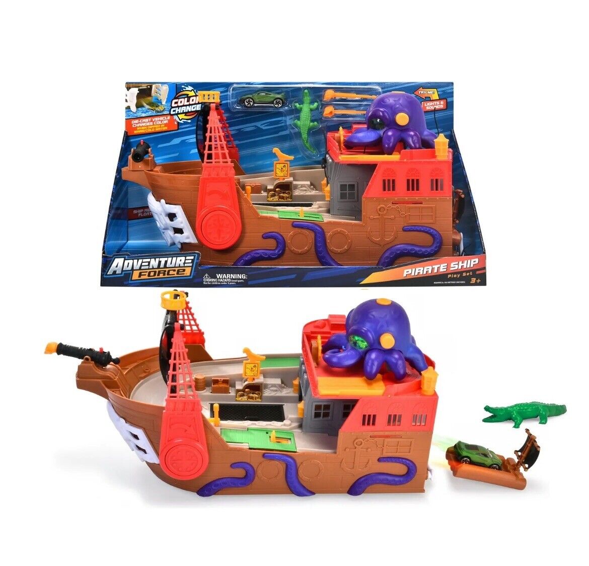 Adventure Force Pirate Ship Die-Cast Vehicle Playset, Multi-Color, Color Change Adventure Force Does not apply