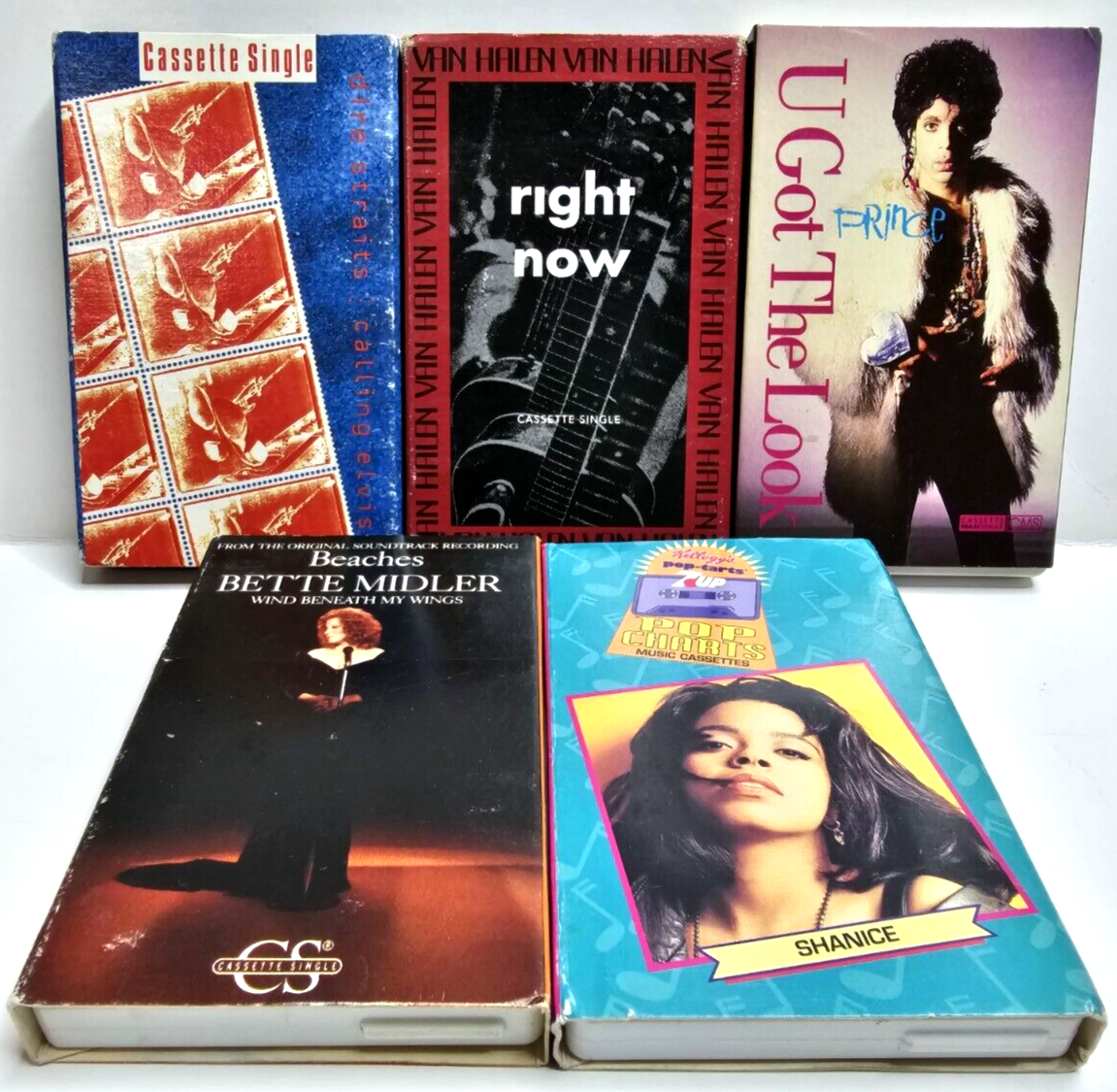 Lot of 5 Single Cassette Tape Van Halen Prince Dire Staits Shanice Bette Midler  Без бренда - фотография #17