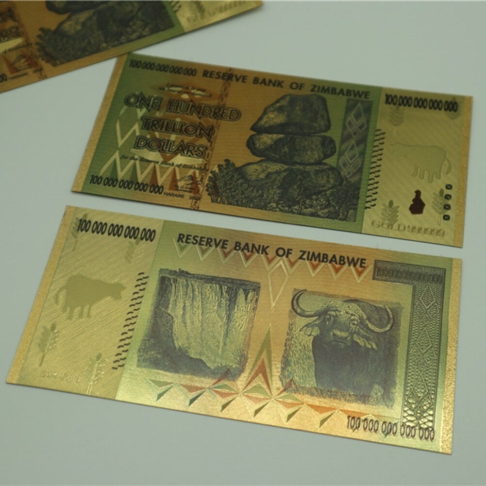20 Pieces Zimbabwe 100 Trillion Dollar Note Golden Foil Banknote Collection Без бренда - фотография #11