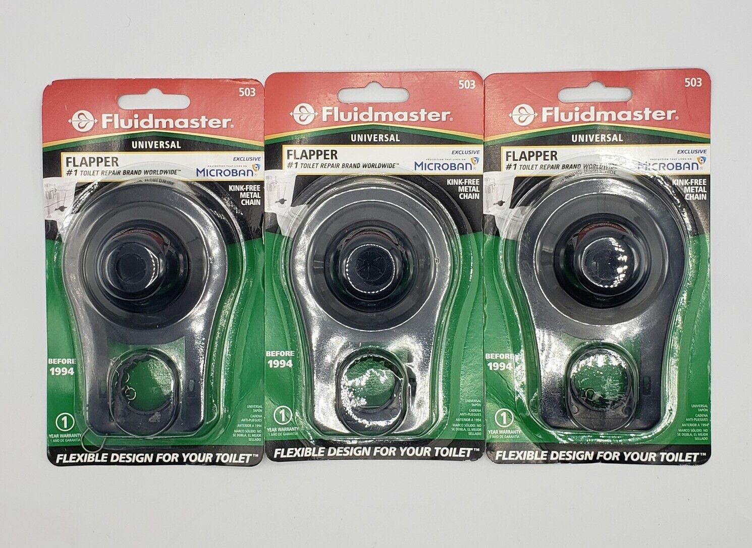 Fluidmaster Toilet Flapper 503 Black Universal For Toilets Prior to 1994 -3 pack Fluidmaster Fluidmaster