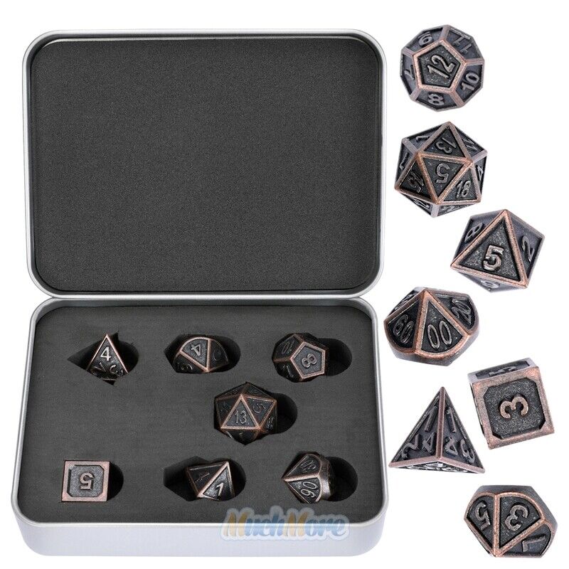 7pcs/Set Polyhedral Dice for Dungeons & Dragons DND RPG MTG Game Purple Bronze Unbranded