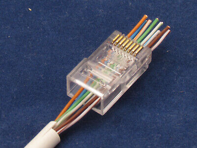 100 Pcs RJ45 Network Cable Modular Plug CAT5e 8P8C Connector End Pass Through LAswitch Does Not Apply - фотография #6