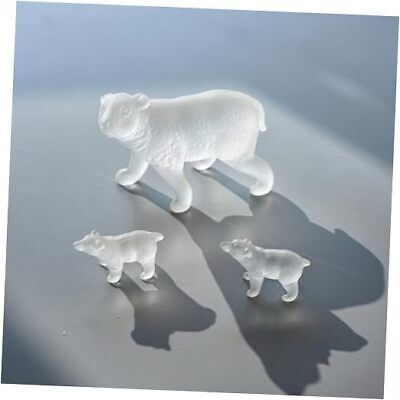 Set 3 Handmade Crystal Polar Bears Figurines Mom Baby Polar Bears Animals  Does not apply Does Not Apply
