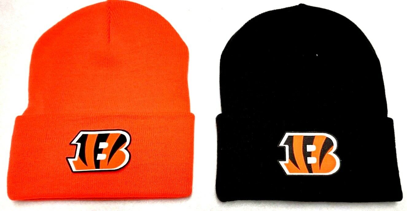 2 FOR $9.95! Cincinnati Bengals flat Appliques on 2 Beanie cap hat! SEE DETAILS Без бренда