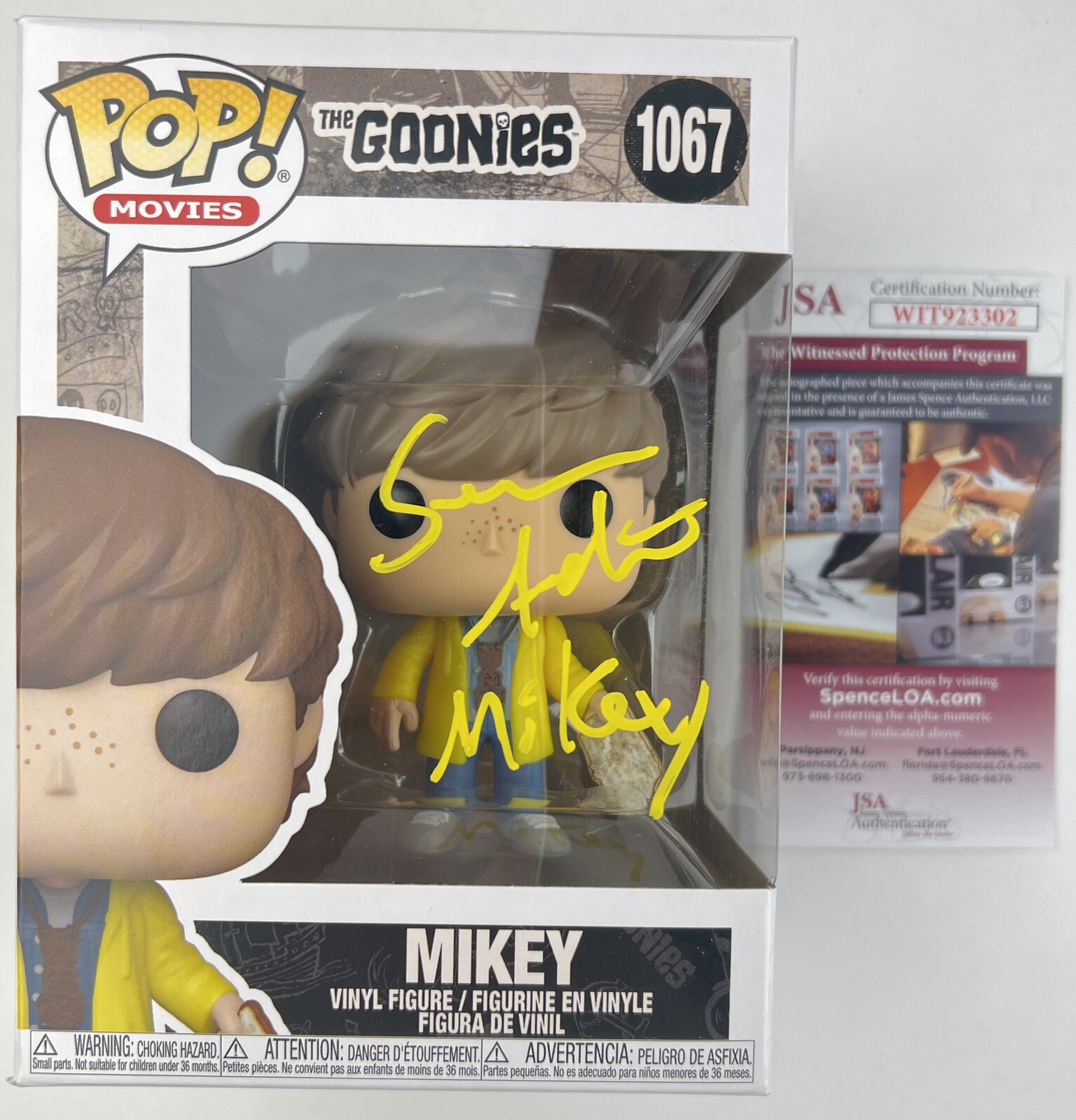 JEFF COHEN SEAN ASTIN KE HUY QUAN signed 3 Funko POP THE GOONIES CHUNK MIKEY JSA Без бренда - фотография #5