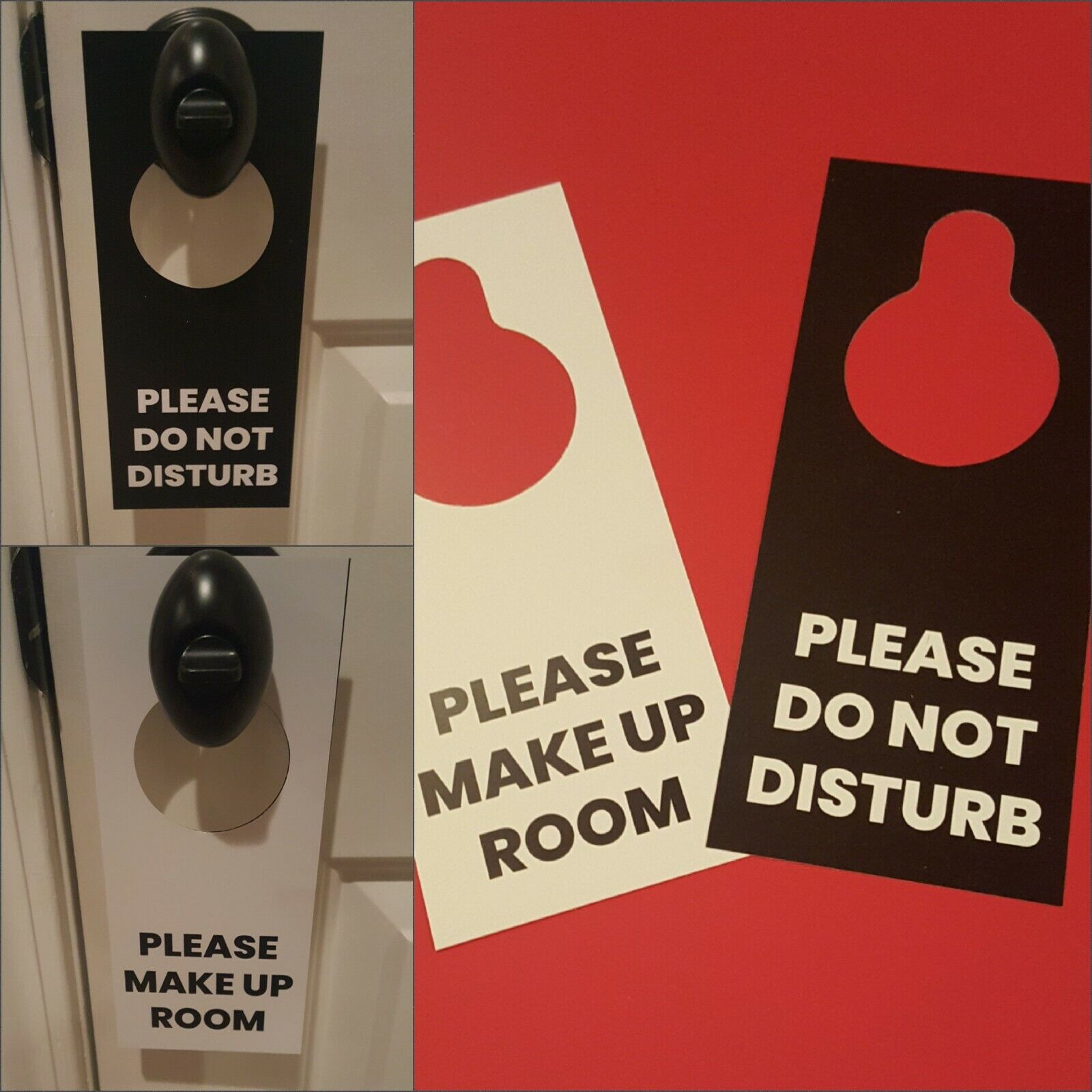 Do Not Disturb / Make up room Door Hanger Sign, Double sided 2 Pack WHITE/BLACK  Industry Standard - фотография #3