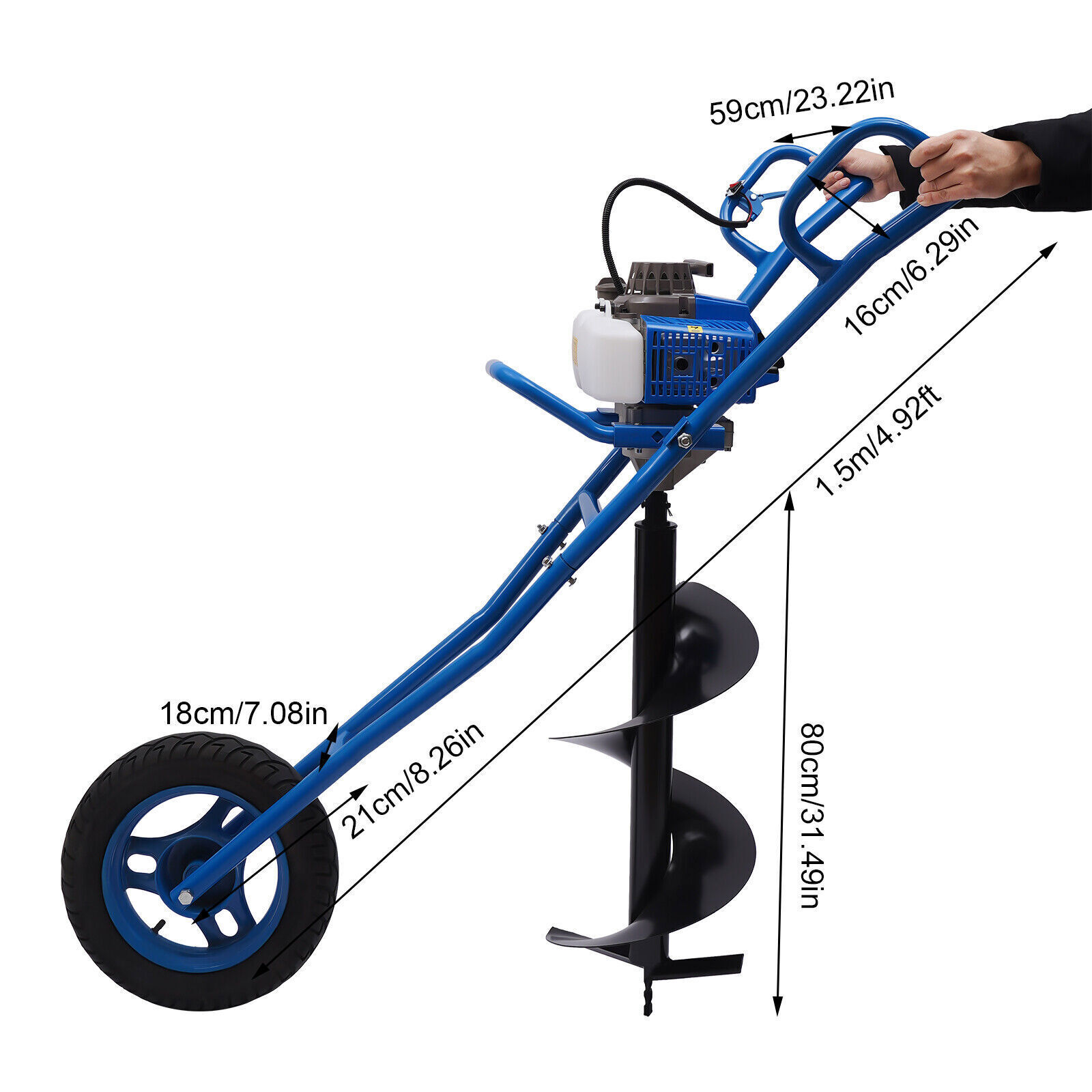 63CC 3HP Gas Powered Post Hole Digger Earth Auger Borer Fence Ground W/ 11" Bit Unbranded Does not apply - фотография #3