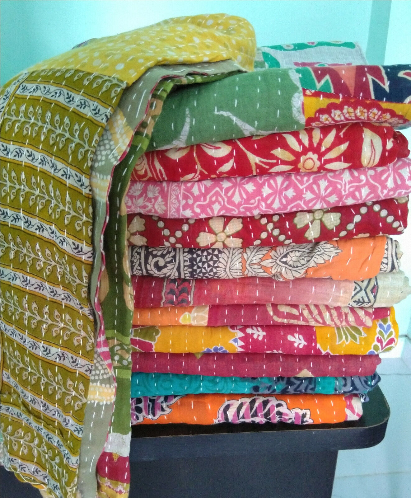 5 PC Wholesale Lot Throw Blanket Kantha Quilt Indian Vintage Cotton Bedspreads  Handmade Does Not Apply - фотография #4
