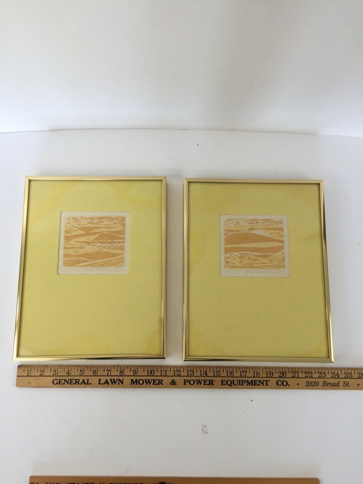 Pair of Mid Century Prints - Yellow Fields Harris G. Strong Bar Harbor Maine Без бренда