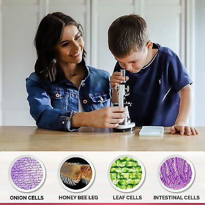 AMSCOPE 48pc Starter 120x-1200x Compound Microscope Science Kit for Kids (White) AmScope M30-ABS-KT1-W - фотография #6