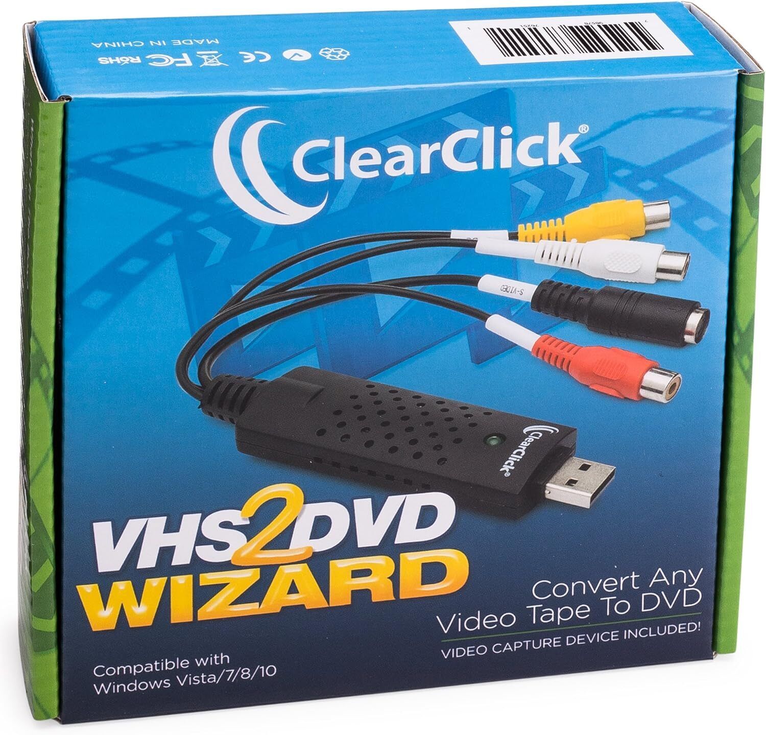 ClearClick VHS To DVD Wizard with USB Video Grabber & Free USA Tech Support  ClearClick VHS2DVD168