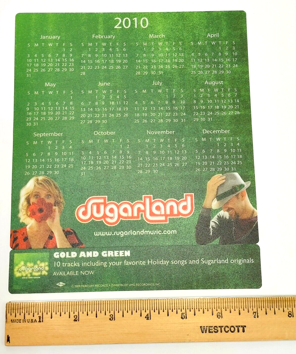 Sugarland Gold and Green 2010 Promo Calendar Sticker Peel-Back Counter Mats  (2) Без бренда - фотография #7