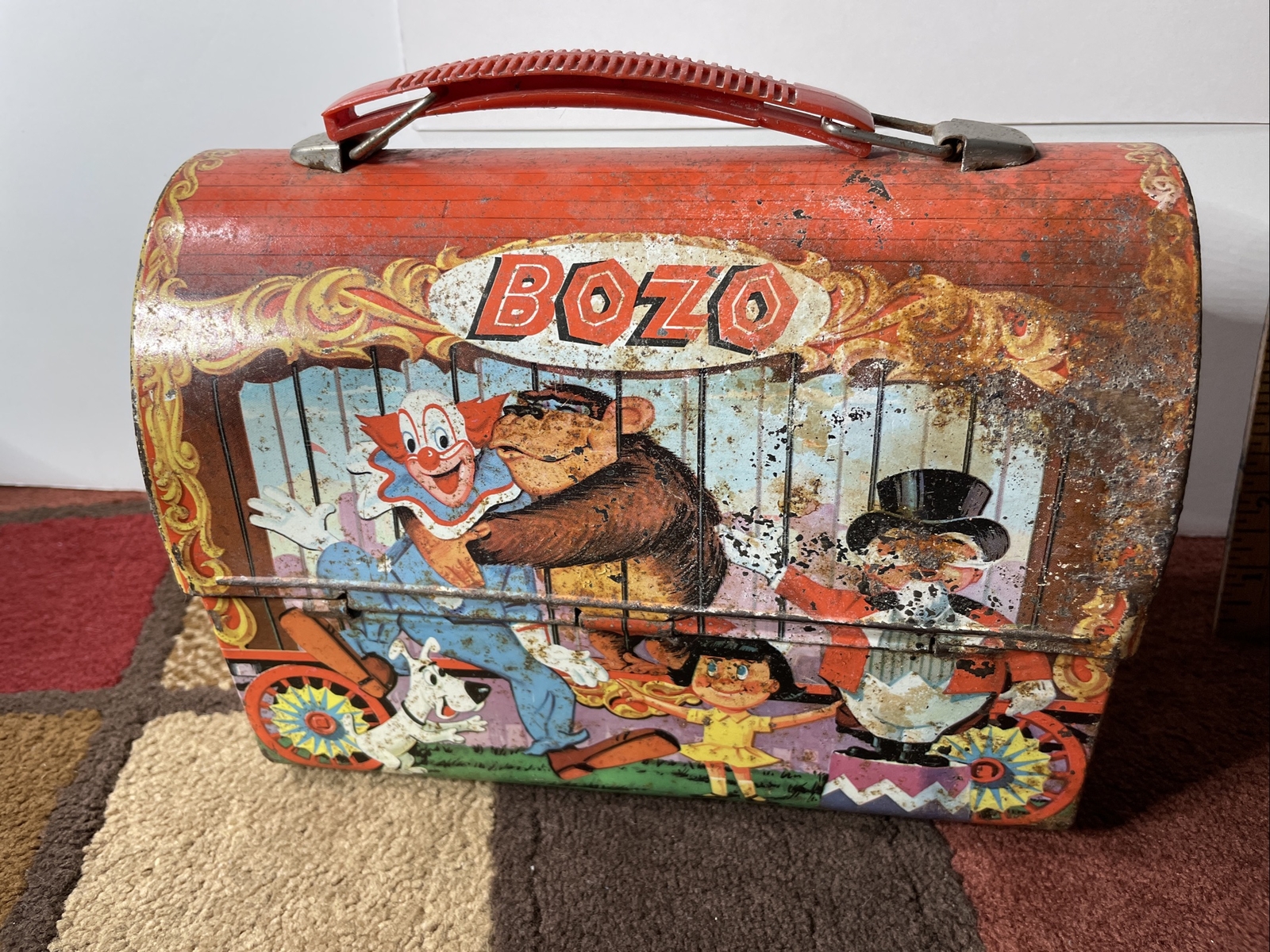 Bozo The Clown Metal Vintage Lunchbox 1963 Aladdin Industries No Thermos ALADDIN - фотография #2